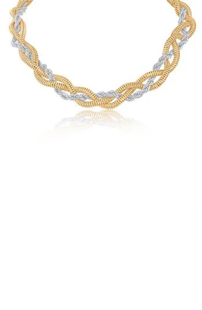 Jardin Two-tone Woven Chain Necklace In Gold