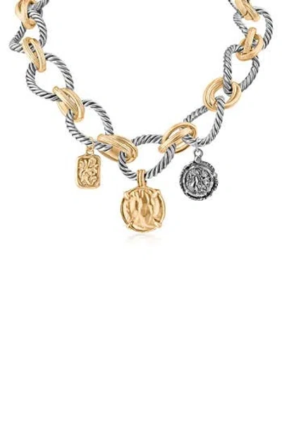 Jardin Two-tone Coin Charm Necklace In Multi