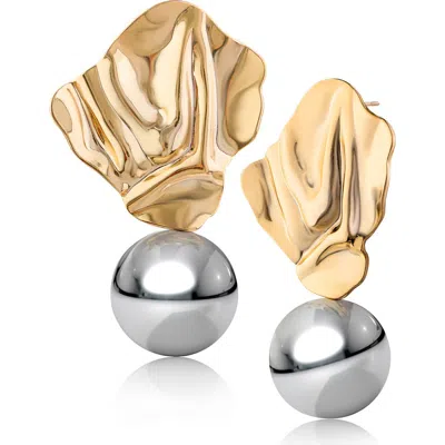 Jardin Two-tone Statement Drop Earrings In Metallic