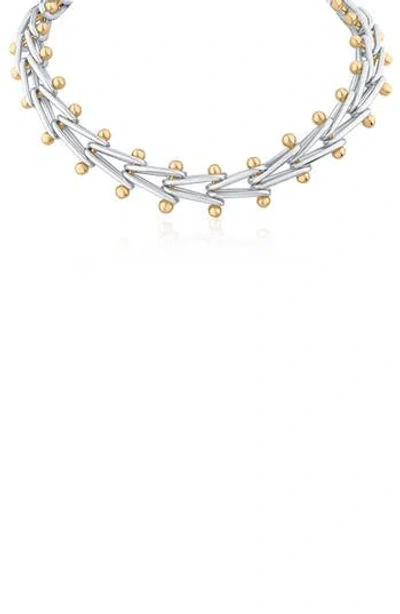 Jardin Two-tone V-link Collar Necklace In Multi