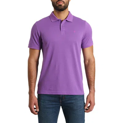 Jared Lang Lightning Embroidered Piqué Polo In Light Purple
