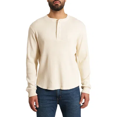 Jared Lang Long Sleeve Cotton Rib Henley In Crudo