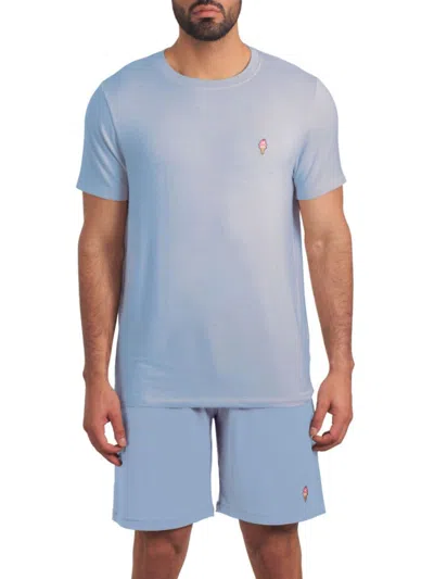 Jared Lang Men's 2-piece Ice Cream Tee & Shorts Pajama Set In Soft Chambray