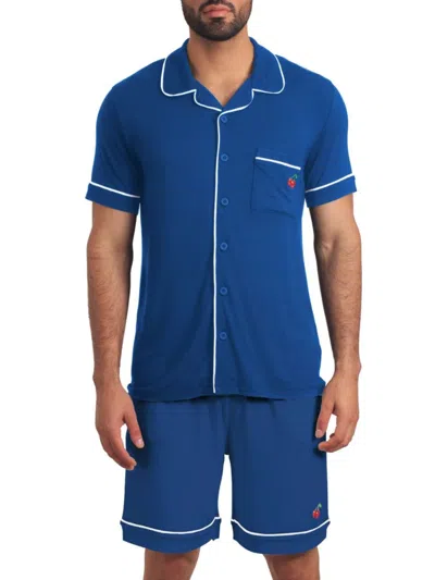 Jared Lang Men's 2-piece Tipped Cherry Pajama Set In Classic Blue