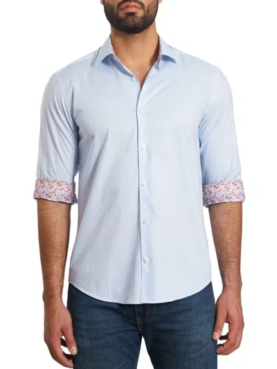 Jared Lang Men's Contrast Lined Collar & Cuff Shirt In Baby Blue
