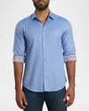 Jared Lang Solid Pima Cotton Button-up Shirt In Blue