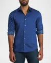 Jared Lang Solid Pima Cotton Button-up Shirt In Navy