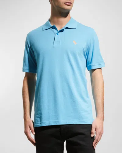 Jared Lang Men's Dino Knit Pima Cotton Polo Shirt In Turquoise