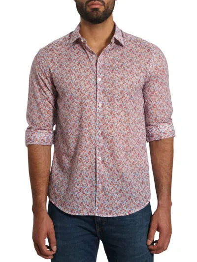 Jared Lang Men's Floral Pima Cotton Shirt In White Print