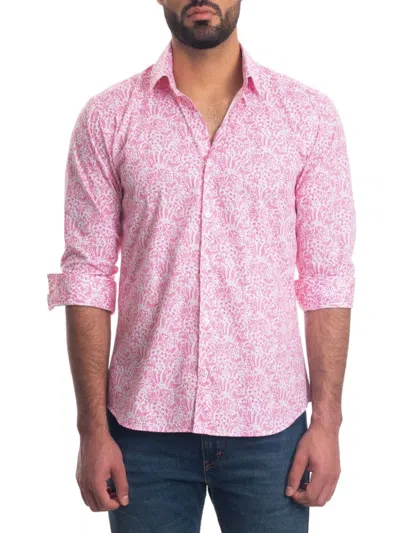 Jared Lang Men's Floral Shirt In Pink Paisley
