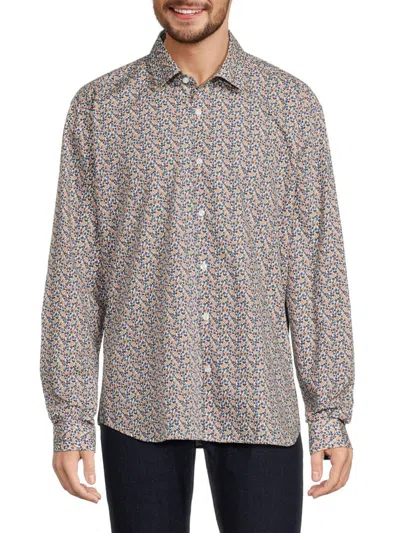 Jared Lang Men's Floral Shirt In White Floral