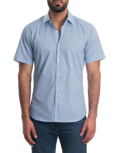 Jared Lang Men's Geometric Print Shirt In White Blue