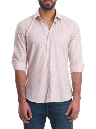 Jared Lang Men's Grid Checked Shirt In White Pink