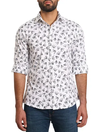 Jared Lang Men's Leaf Print Shirt In White