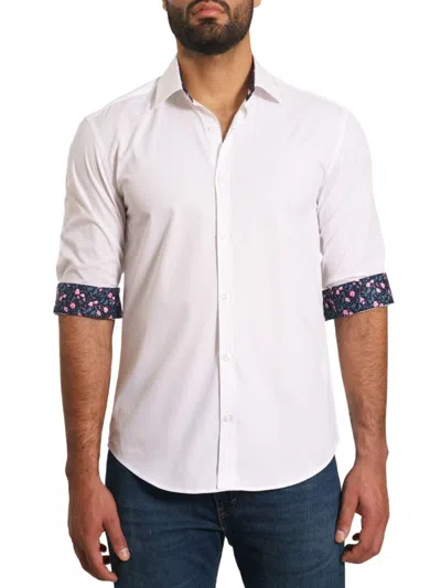 Jared Lang Men's Long Sleeve Pima Cotton Blend Shirt In White