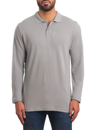 Jared Lang Men's Long Sleeve Polo In Grey