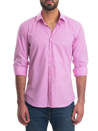Jared Lang Men's Mini Check Shirt In Pink Gingham