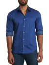 Jared Lang Solid Pima Cotton Button-up Shirt In Navy