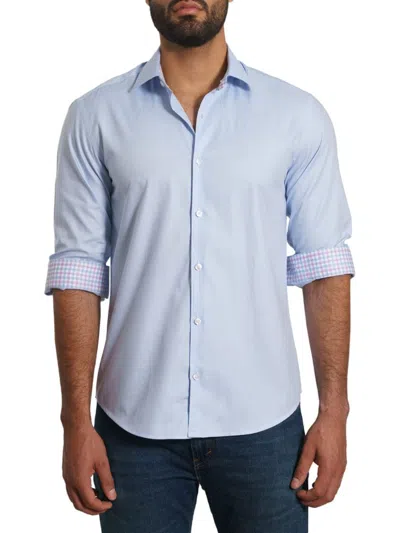 Jared Lang Men's Spread Collar Pima Cotton Shirt In Light Blue