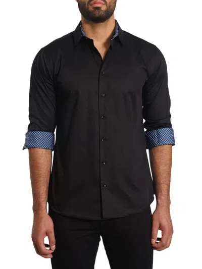 Jared Lang Men's Trim Fit Contrast Cuff Sport Shirt In Black