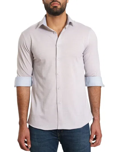 Jared Lang Men's Trim Fit Contrast Cuff Sport Shirt In Grey