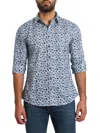 Jared Lang Trim Fit Floral Button-up Shirt In Midnight Blue