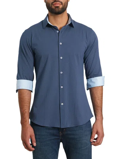Jared Lang Men's Trim Fit Micro Ditsy Print Shirt In Blue