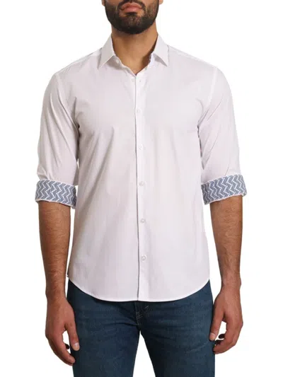 Jared Lang Men's Trim Fit Pima Cotton Blend Shirt In White