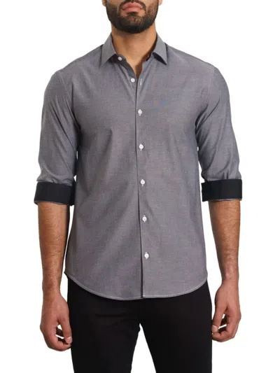 Jared Lang Men's Trim Fit Pima Cotton Blend Sport Shirt In Grey