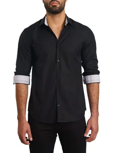 Jared Lang Men's Contrast-reverse Solid Sport Shirt In Black