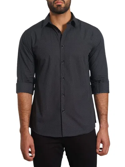 Jared Lang Men's Trim Fit Print Shirt In Black