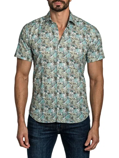 Jared Lang Men's Tropical Button Down Shirt In Off White Multi