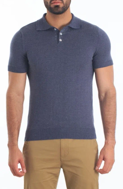 Jared Lang Pima Cotton Polo Jumper In Dark Navy