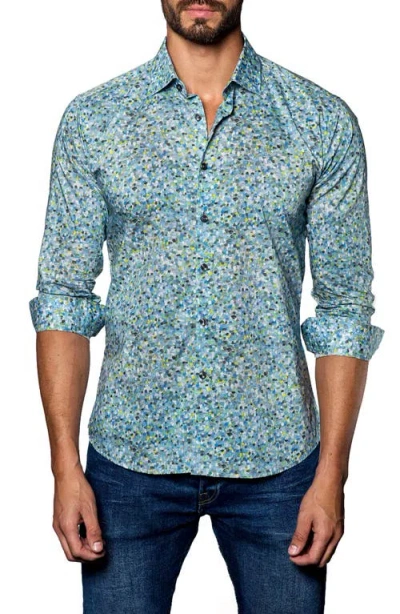 Jared Lang Speckle Print Sport Shirt In Multi