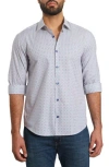 Jared Lang Men's Trim Fit Medallion Pima Cotton Sport Shirt In White Print