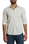 Jared Lang Men's Trim Fit Gingham Pima Cotton Sport Shirt In White Green Check