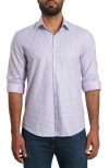 Jared Lang Trim Fit Gingham Pima Cotton Button-up Shirt In White Lilac