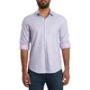 Jared Lang Trim Fit Gingham Pima Cotton Button-up Shirt In White Lilac
