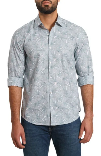 Jared Lang Trim Fit Monstera Leaf Pima Cotton Button-up Shirt In Green Leaves