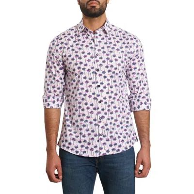 Jared Lang Trim Fit Palm Tree Cotton Button-up Shirt In White Palms