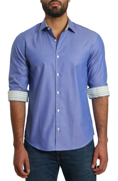 Jared Lang Trim Fit Pima Cotton Button-up Shirt In Blue