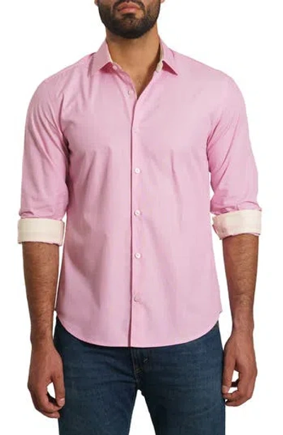 Jared Lang Trim Fit Solid Cotton Button-up Shirt In Pink