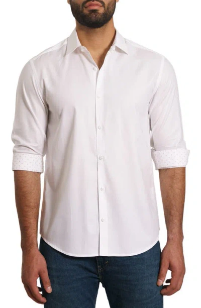 Jared Lang Trim Fit Solid Pima Cotton Button-up Shirt In White