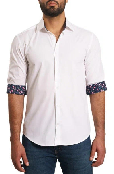 Jared Lang Trim Fit Solid Pima Cotton Button-up Shirt In White