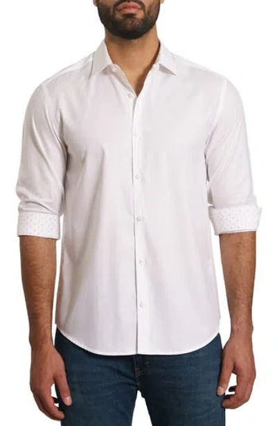 JARED LANG JARED LANG TRIM FIT SOLID PIMA COTTON BUTTON-UP SHIRT