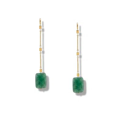 Jaredjamin Gold / Green Lattice Of Gladys Aventurine Drop Earrings In Multi
