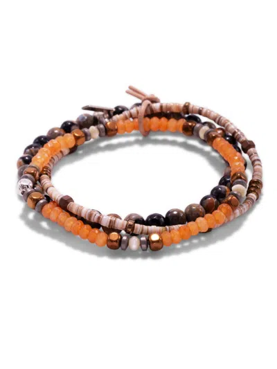 Jaredjamin Men's Black Orange Tiger Bracelet Set