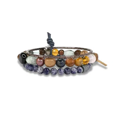 Jaredjamin Men's Brown Maurice Gemstone Bracelet Set