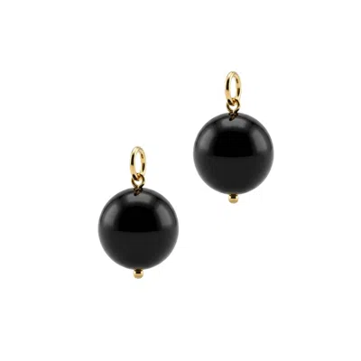 Jaredjamin Women's 16mm Smooth Ball Earring Charms - Black In Gold