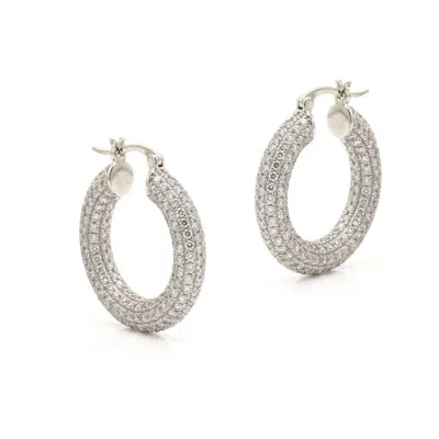 Jaredjamin Women's Aria Pavé Chubby Hoop Earrings - Silver